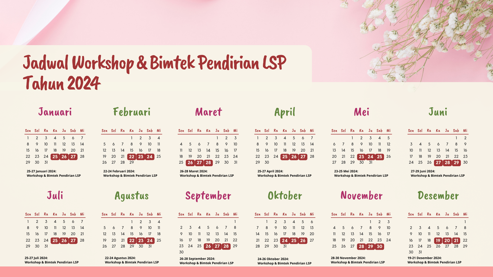 Jadwal Workshop dan Bimtek Pendirian LSP Tahun 2024